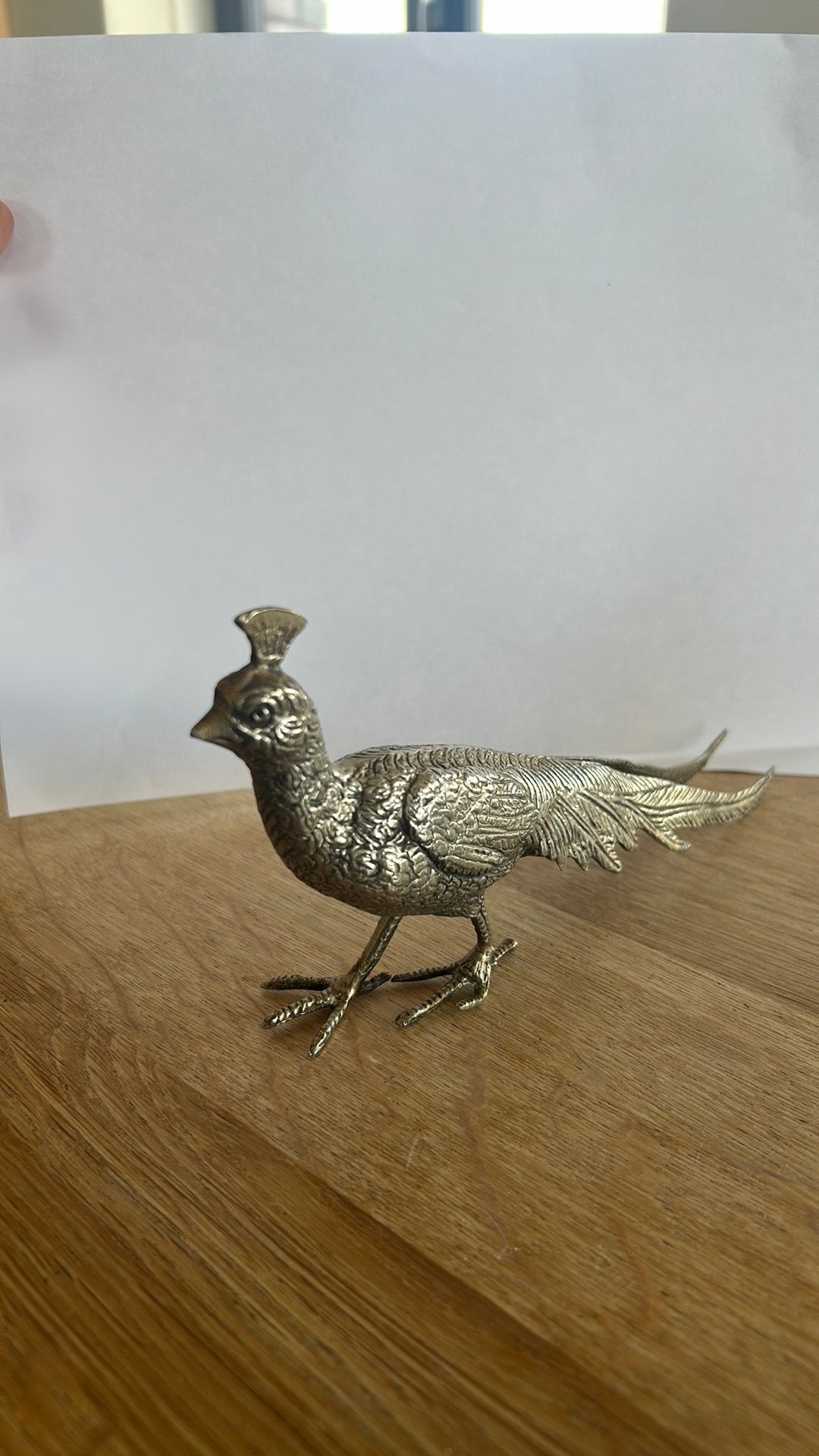Set van 4 verzilverde metalen vogelfiguren, Ophalen of Verzenden, Gebruikt, Dier