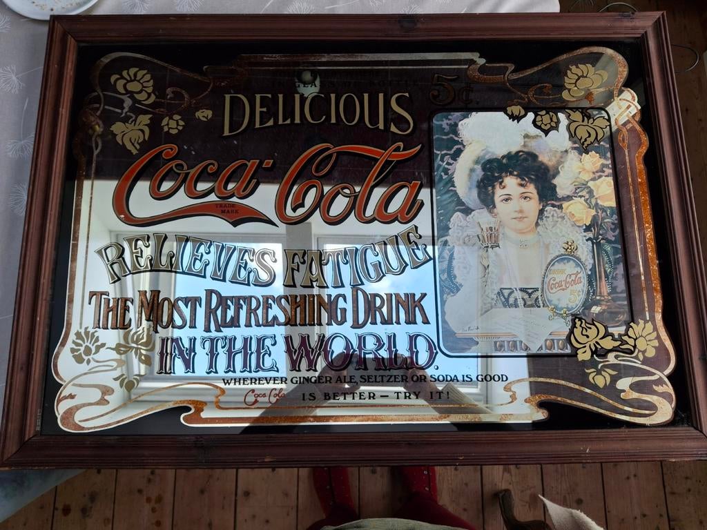 Vintage coca cola spiegel, Ophalen, Rechthoekig, 50 tot 100 cm, Minder dan 100 cm
