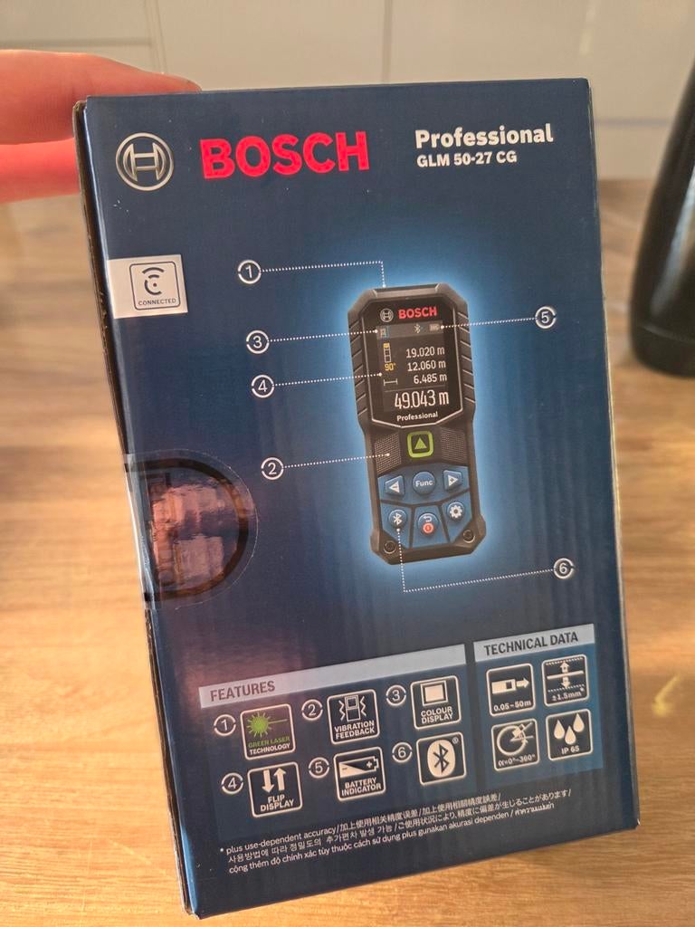 Bosch GLM 50-27 CG Laser Afstandsmeter - Nieuw in doos, Ophalen of Verzenden, Nieuw, Afstand