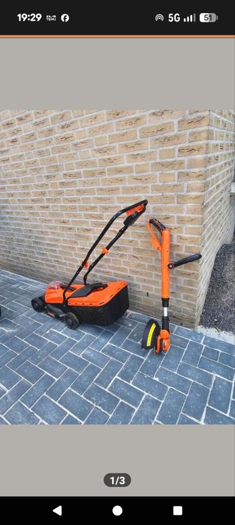 Powerplus Accu Grasmaaier en Grastrimmer Set, Cirkelmaaier, Accu-grasmaaier, Ophalen of Verzenden, Zo goed als nieuw