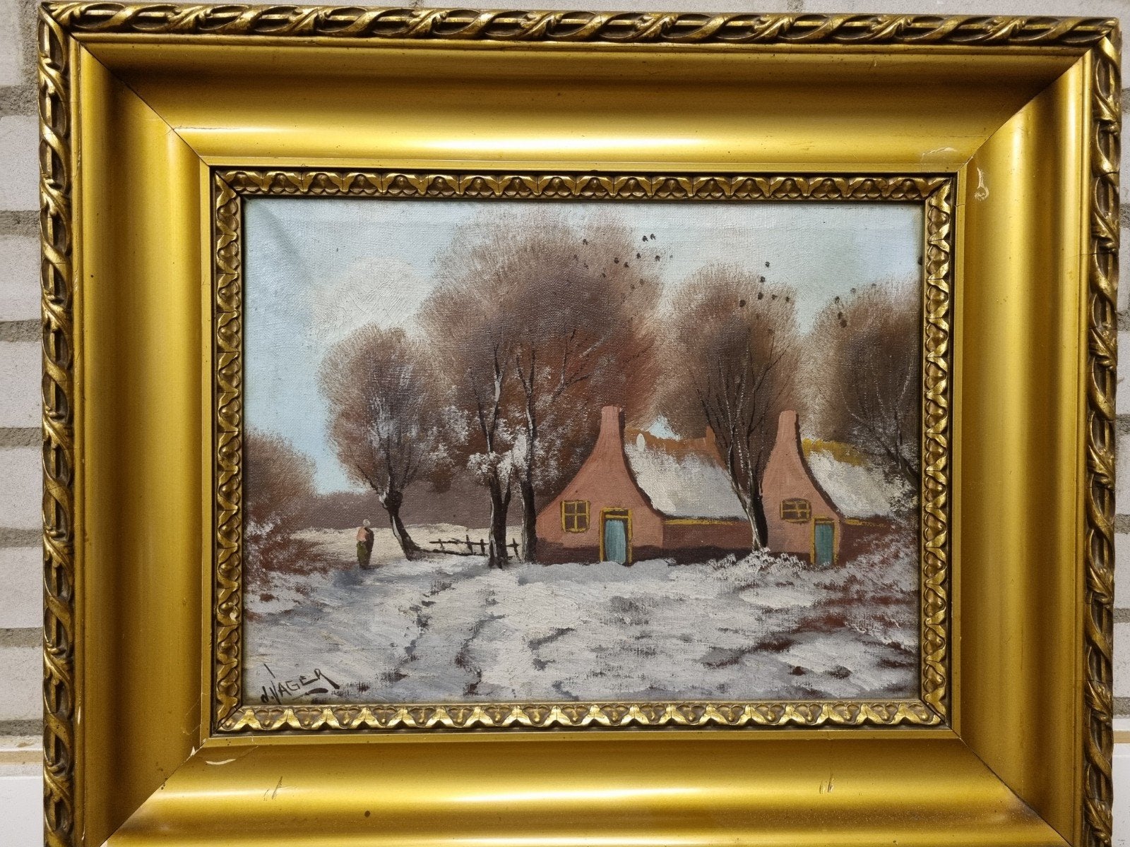 Klassiek Hollands winterlandschap, Doek, Ophalen of Verzenden, Landschap, Olieverf