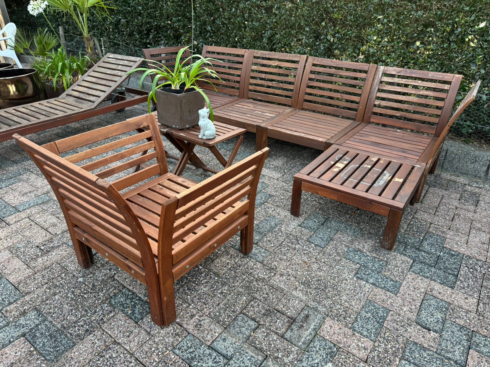 Ikea Applaro tuinset - loungebank, loungestoel, ligbed enz., Ophalen, Gebruikt, Hout