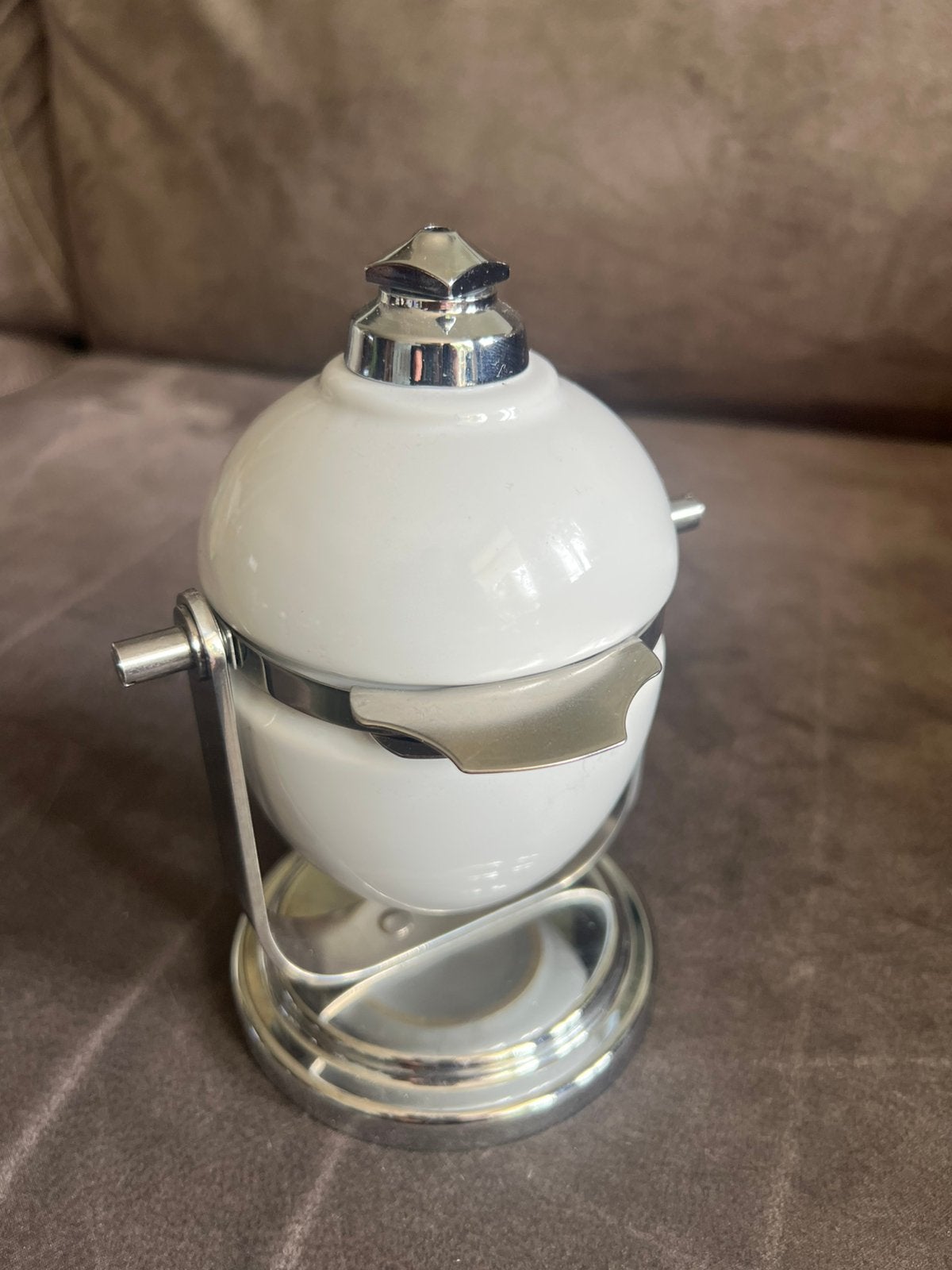 Vintage Zeepdispenser / Zeeptuimelaar Chroom / Glas., Ophalen of Verzenden, Nieuw, Wit, Zeepdispenser/zeepbakje
