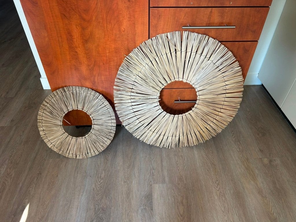 Wanddecoratie riet cirkels 2 stuks, Huis en Inrichting, Woonaccessoires | Wanddecoraties, Ophalen of Verzenden, Nieuw, Wandcirkel