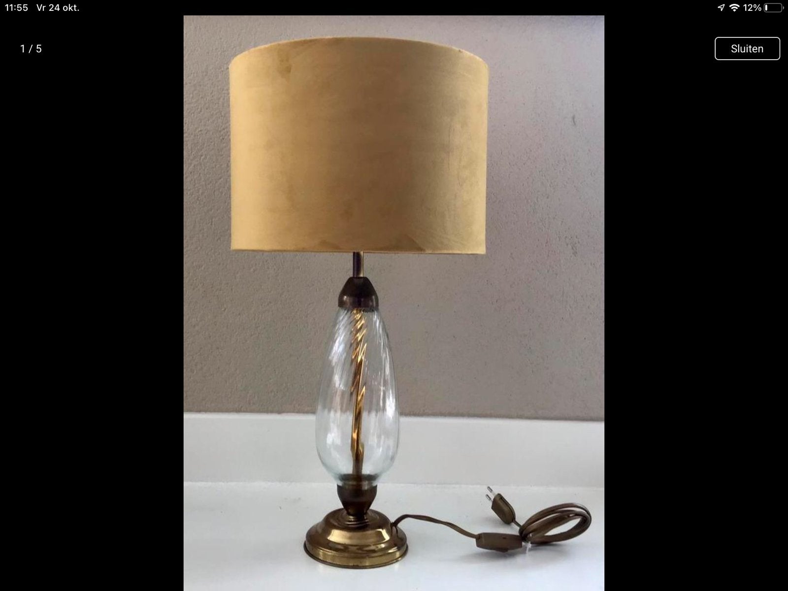 Klassieke Lamp met Glazen voet * Italiaans Mureno Design, Ophalen of Verzenden, Zo goed als nieuw