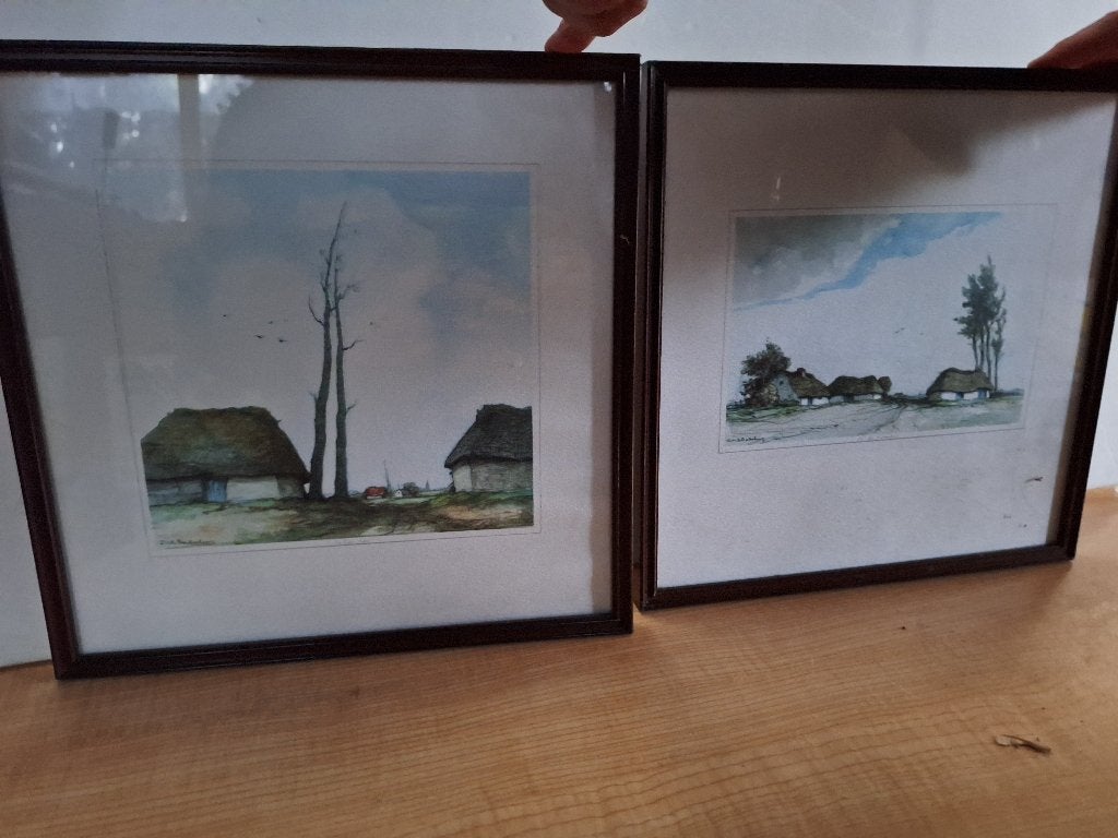 2 schilderijtjes lithos, Huis en Inrichting, Woonaccessoires | Schilderijen, Tekeningen en Foto's, Ophalen of Verzenden, Zo goed als nieuw