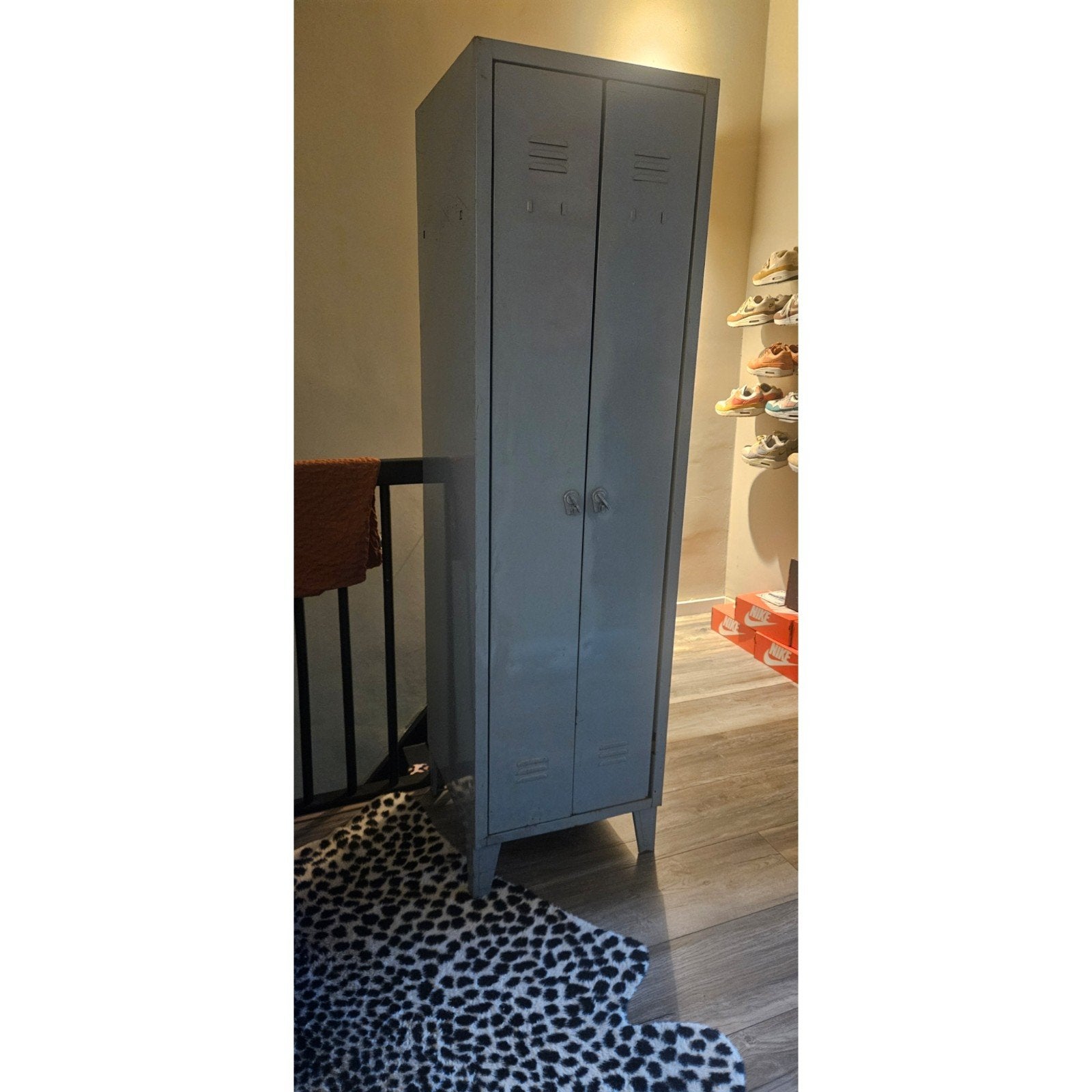 Stoere grijze vintage locker, Ophalen, Gebruikt, Vintage, Industrieel