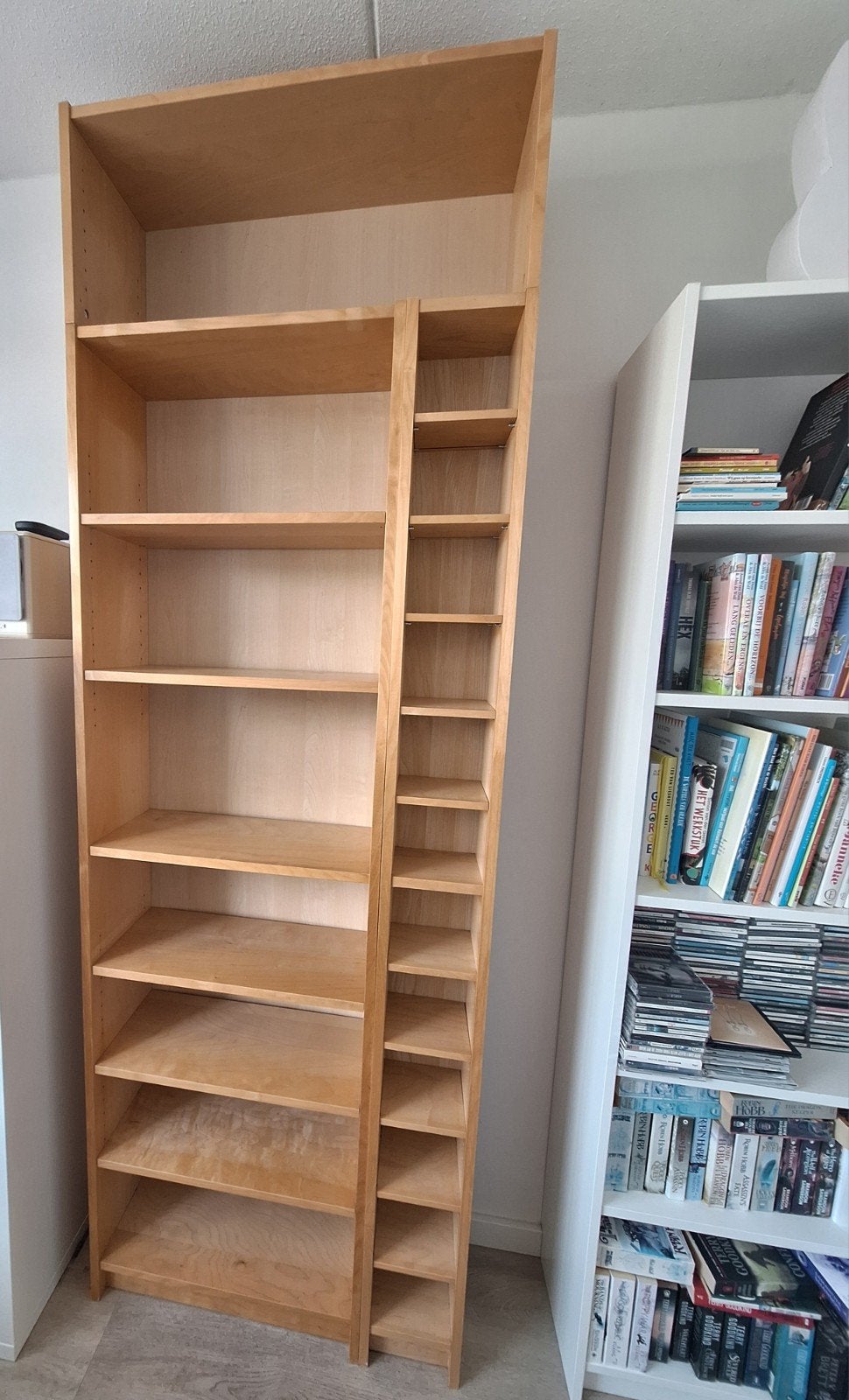 Billy boekenkast met cd/dvd-opbergruimte en opzetstuk, Ophalen, Met plank(en), Gebruikt, 200 cm of meer
