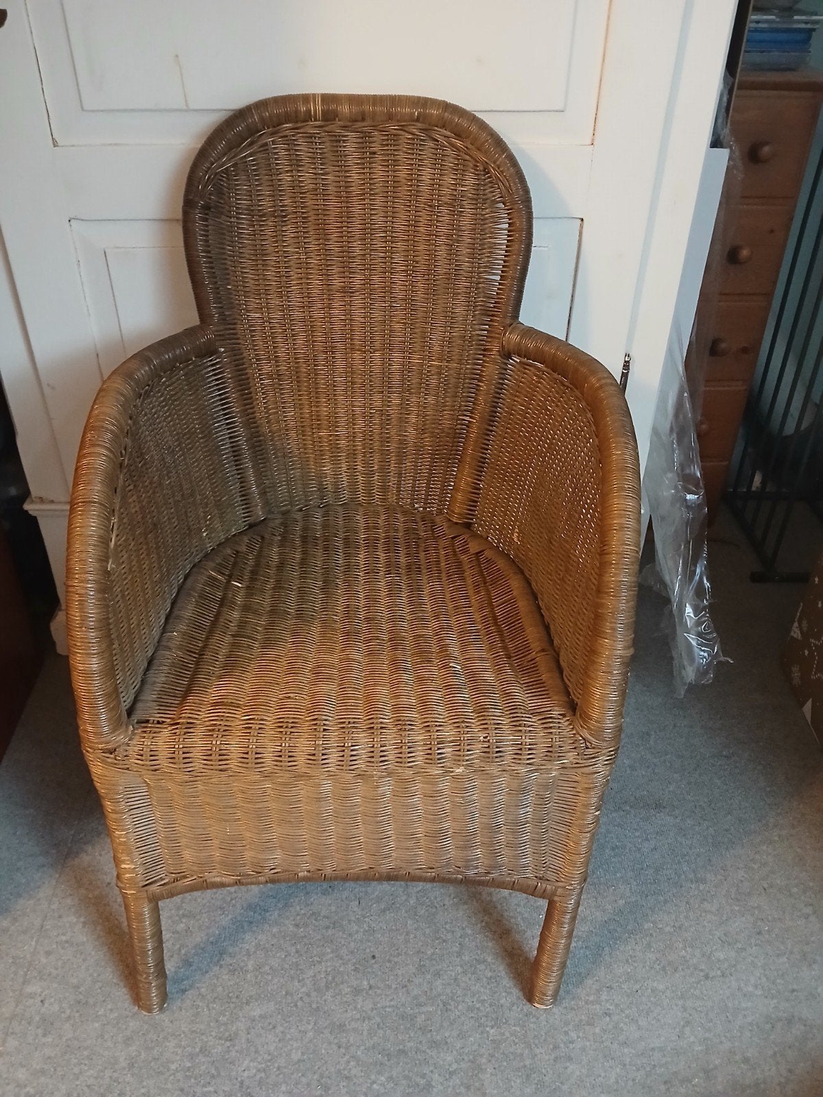 Rotan stoel met kussen - Comfortabel en stijlvol, Bohemian, Landelijk, Gebruikt, Bruin, Eén