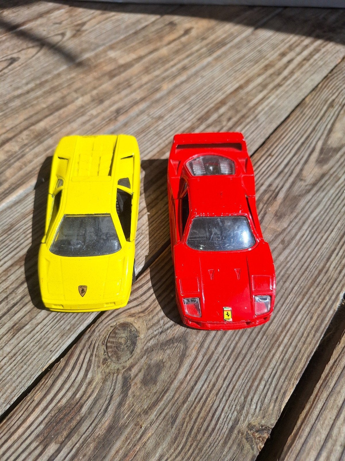 Set van 2 vintage speelgoedauto's: Ferrari F40 en Lamborghin, Ophalen of Verzenden