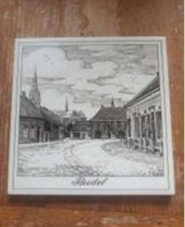 Tegel Budel markt schepenhuis gesigneerd PS 81 schoonhoven, Ophalen