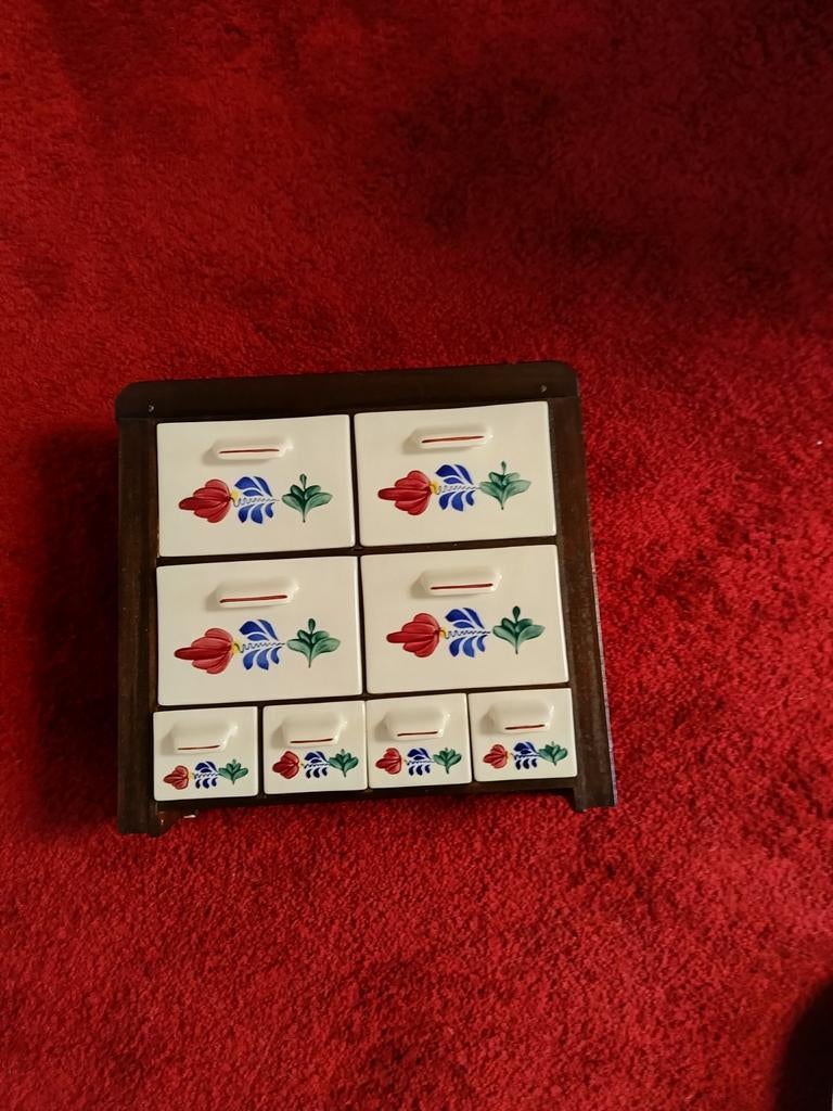 Vintage Boerenbond Kruidenkastje met Keramische Laadjes, Ophalen of Verzenden