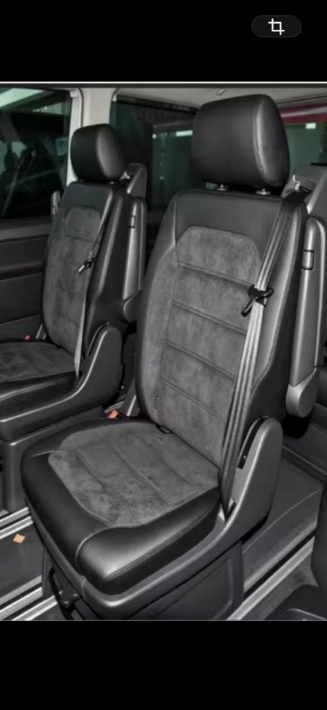 2x VW T6 multivan Luxe Autostoel Zwart Leer en Suède, Ophalen