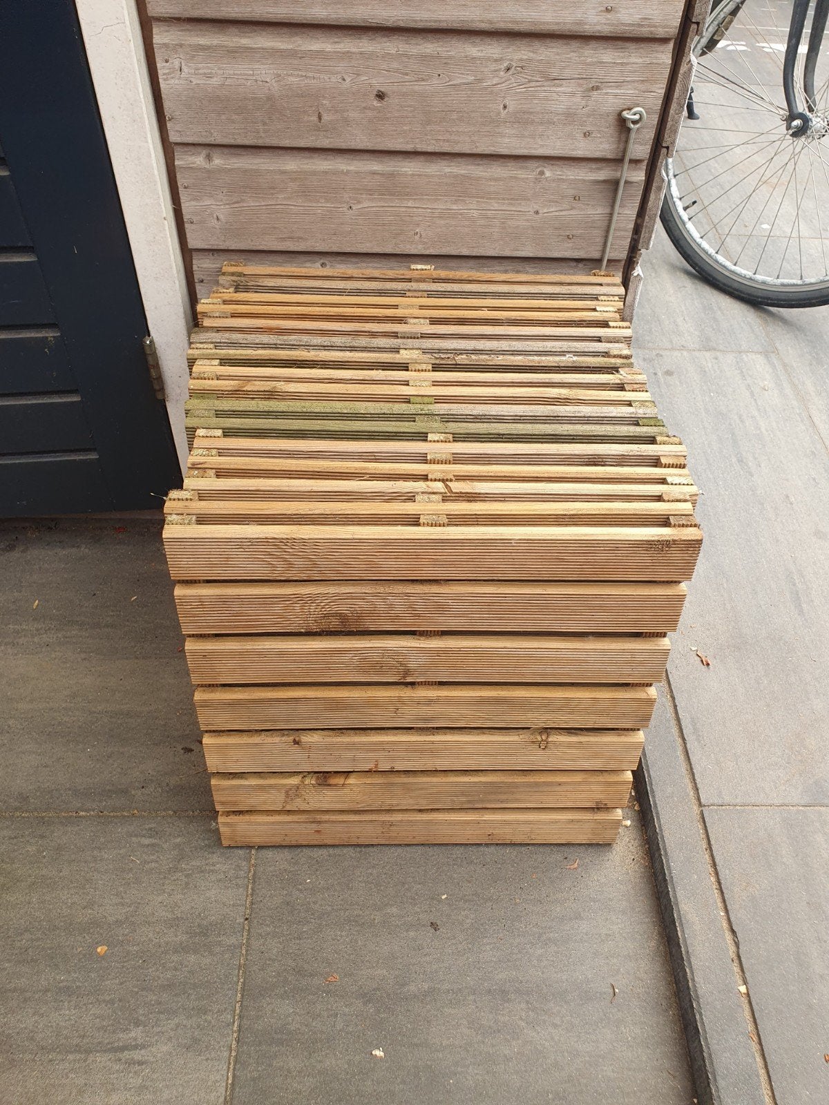 12 houten vlondertegels 50 x 50 cm, Ophalen, Hout