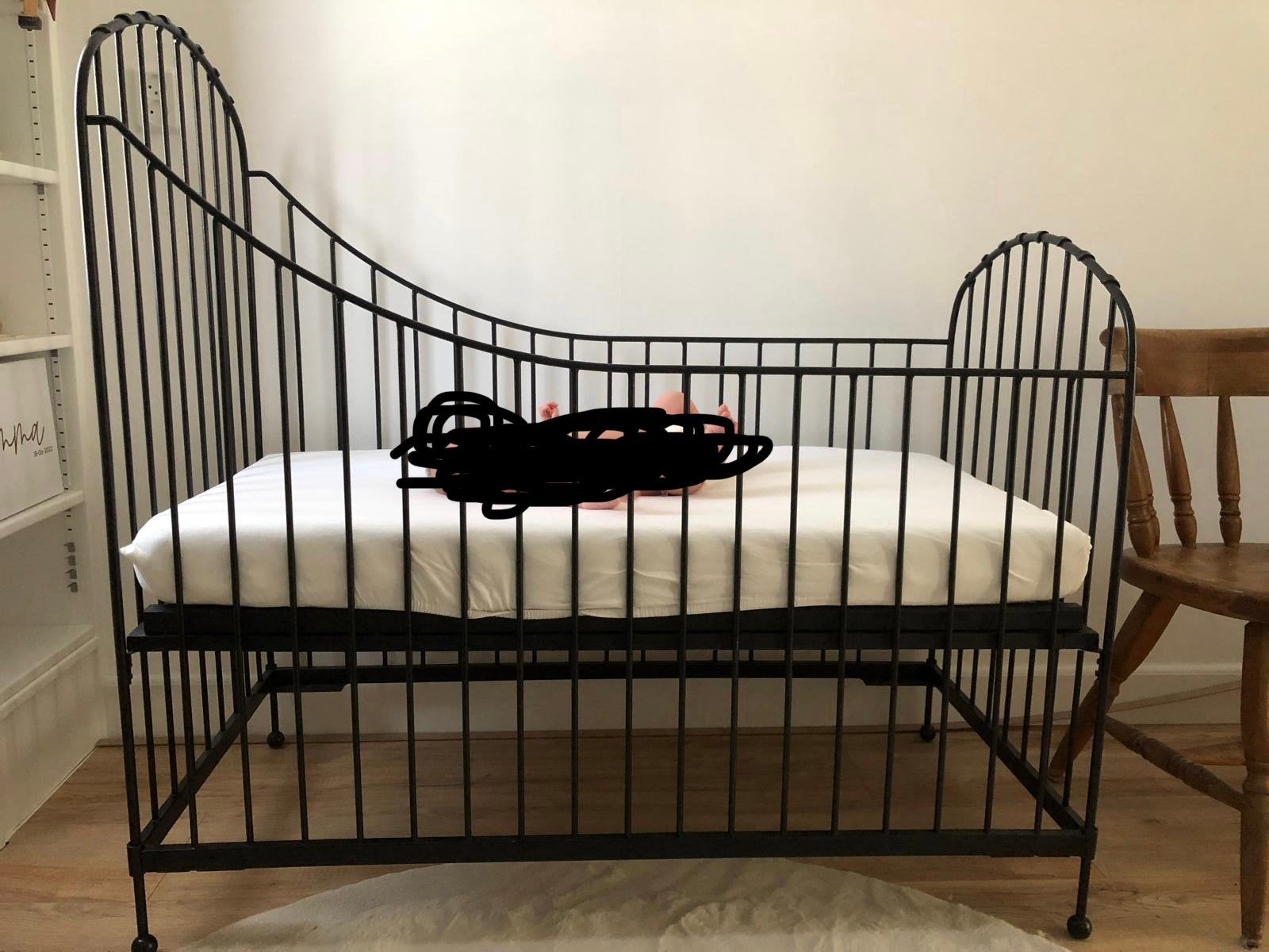 Metalen ledikant 60x120 cm - Zwart, Ophalen, Gebruikt, Lattenbodem, Minder dan 140 cm