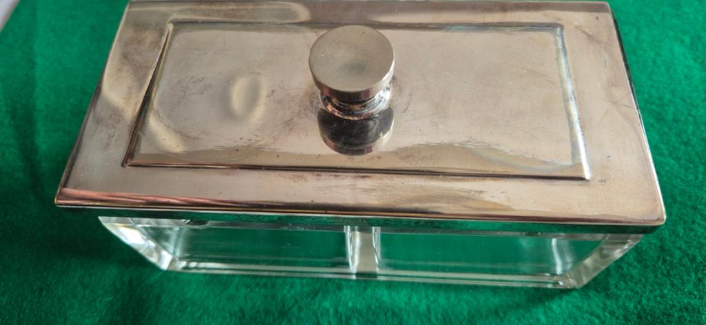 Vintage Wellner verzilverde botervloot met glazen binnenbak, Antiek en Kunst, Ophalen of Verzenden