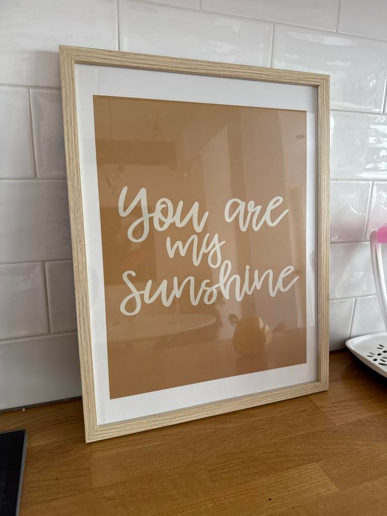 Kwantum schilderij "You are my sunshine" 45 x 35 cm, Ophalen, Zo goed als nieuw, Schilderij, Minder dan 50 cm
