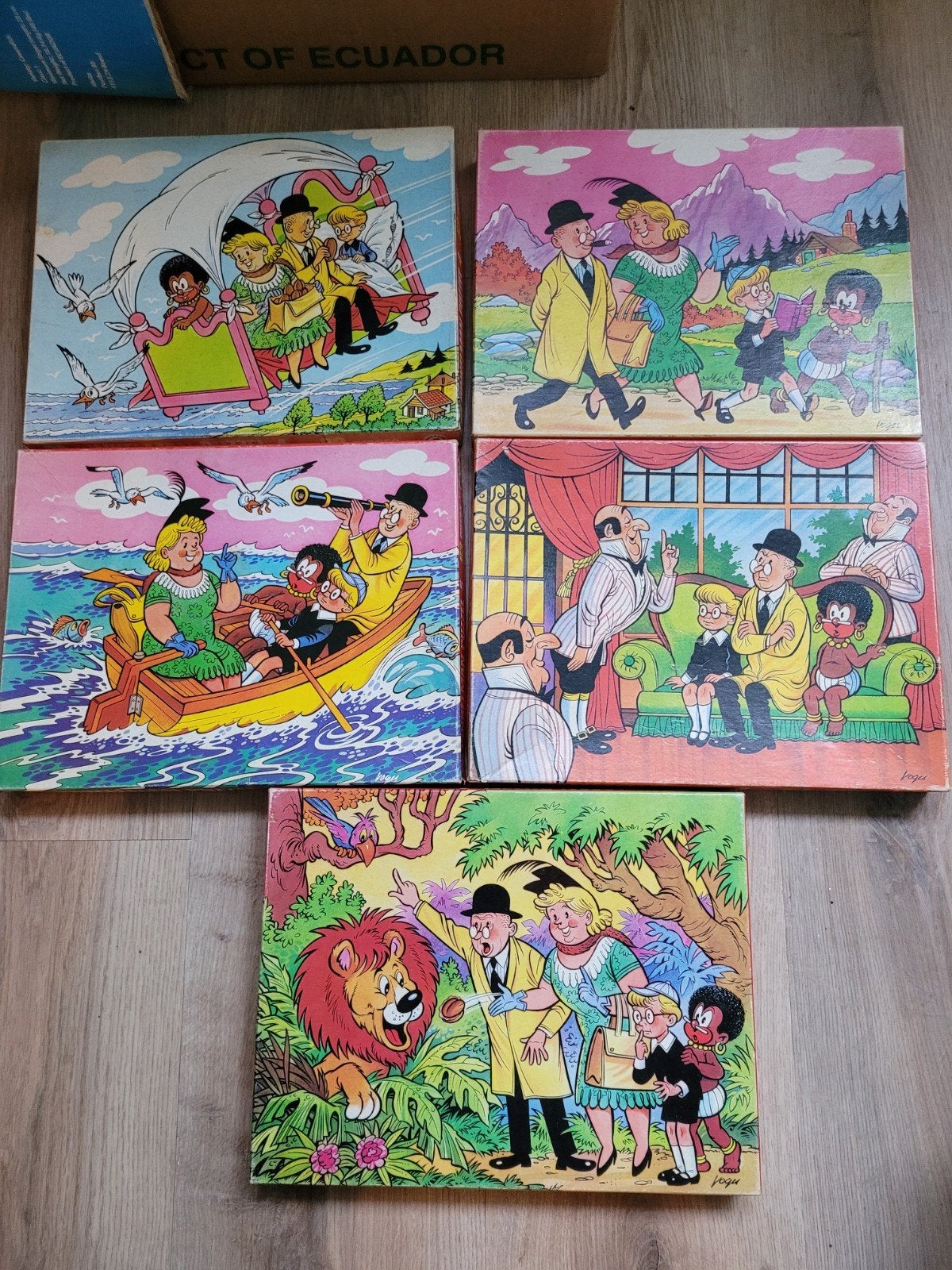 Pa Pinkelman Puzzels Nr. 1 t/m 5 - Complete Set, Ophalen of Verzenden, Meer dan 50 stukjes, Gebruikt, 6 jaar of ouder