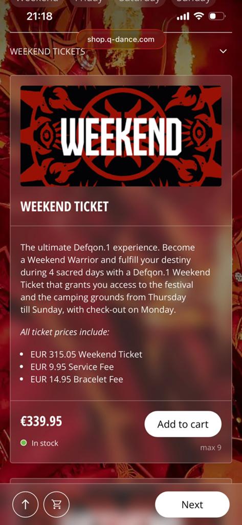 Defqon 1 weekend tickets met camping 2x, Twee personen, Meerdaags