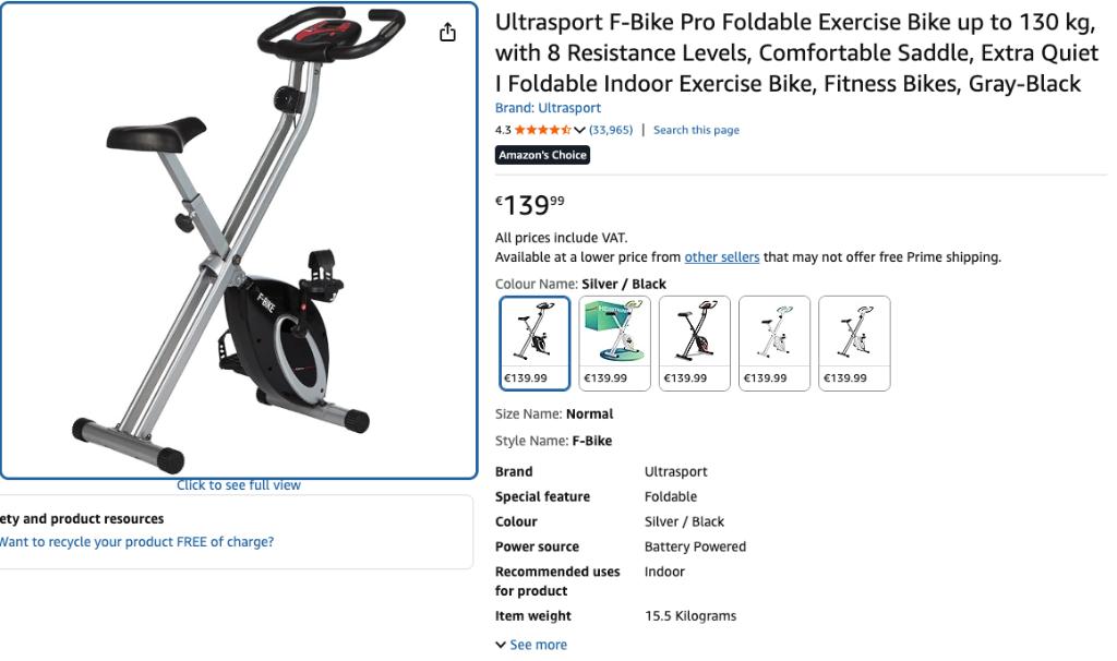 Opvouwbare Hometrainer / Foldable Stationary Bike, Rug, Ophalen of Verzenden, Zo goed als nieuw, Metaal