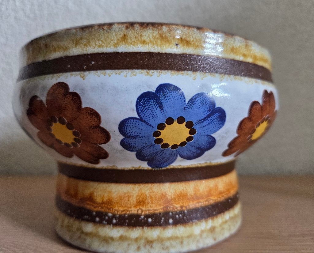 West Germany pot Scheurich 2654 Jaren 70 Bloemen vintage, Porselein of Keramiek, Schaal, Rond, Ophalen of Verzenden