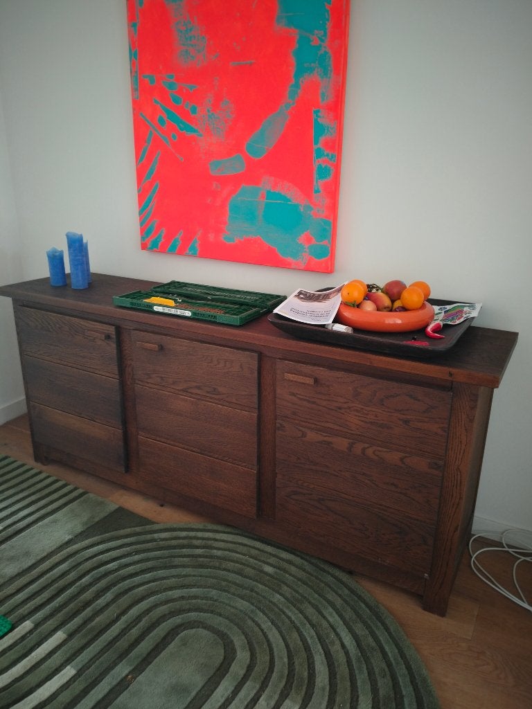 Kast 215x50cm donkere houtsoort, Ophalen, Met deur(en), Zo goed als nieuw, 200 cm of meer