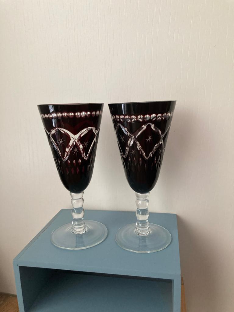2 Boheemse antieke glazen, Antiek en Kunst, Antiek | Glas en Kristal, Ophalen of Verzenden