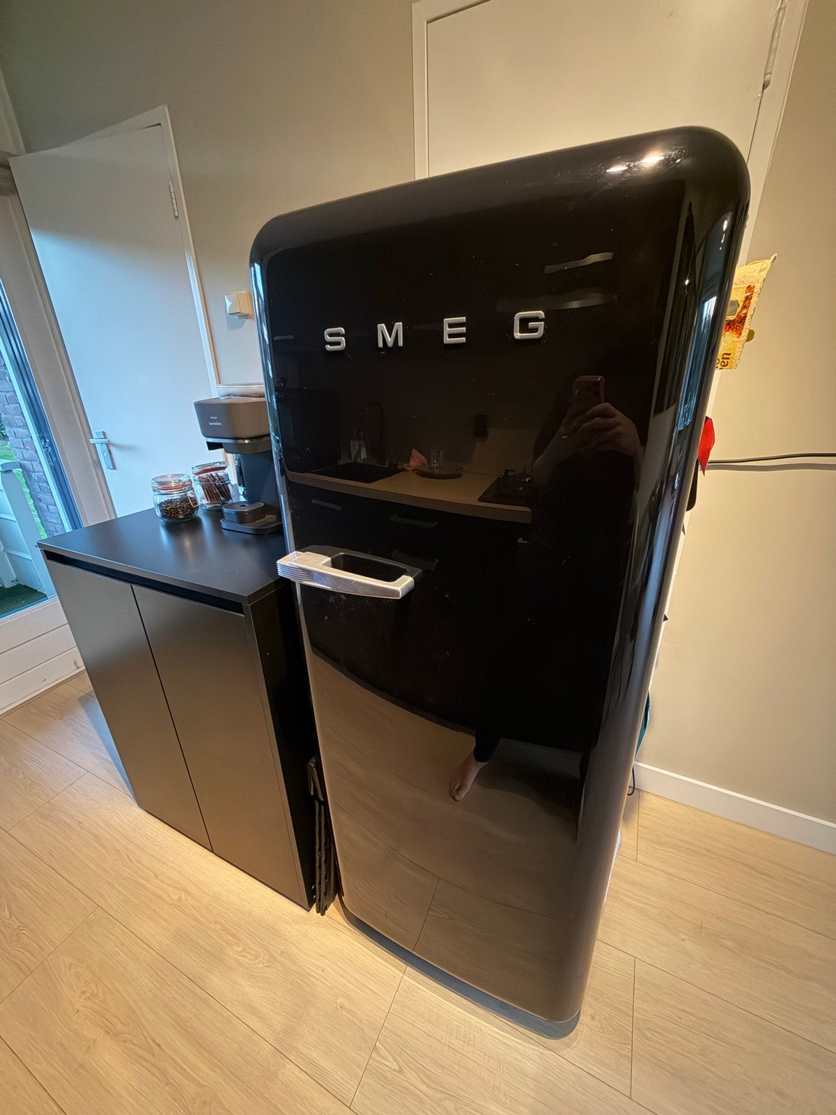 Smeg Koelkast Zwart - Retro Design, Ophalen, Gebruikt, 200 liter of meer, 60 cm of meer
