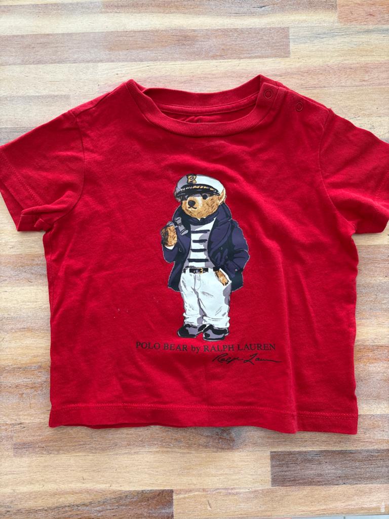 Ralph Lauren Polo Bear T-shirt maat 75 / 9 maanden, Kinderen en Baby's, Ophalen of Verzenden, Zo goed als nieuw, Jongetje of Meisje