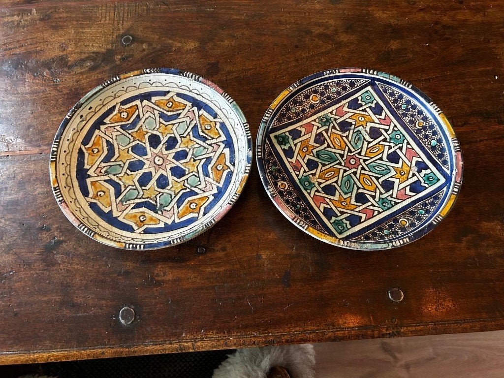 2 Marokaanse Keramiek borden uit Fez, Ophalen of Verzenden