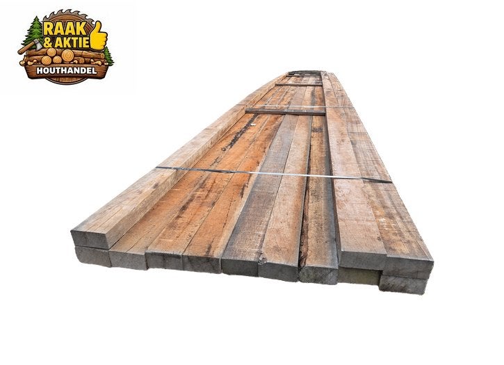 12 Hardhouten Balken 5x10 cm / 6.45 meter lang - nr: HB75