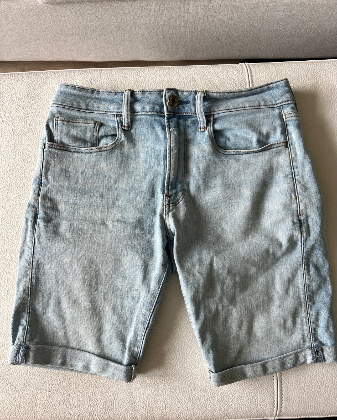 G-Star RAW 3301 Slim Jeans Shorts - Lichtblauw, Ophalen of Verzenden, Zo goed als nieuw, Blauw, W32 (confectie 46) of kleiner