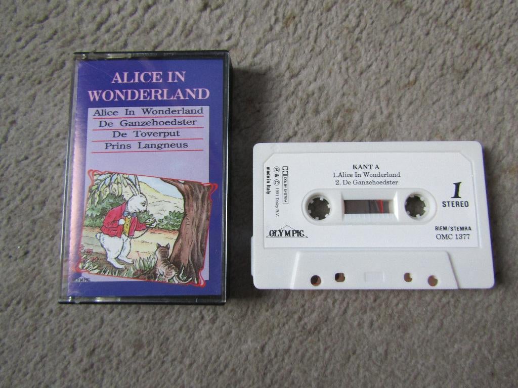 Cassette: 4 sprookjes met o.a Alice in Wonderland, Gebruikt, Kinderen en Jeugd, 1 bandje, Ophalen of Verzenden