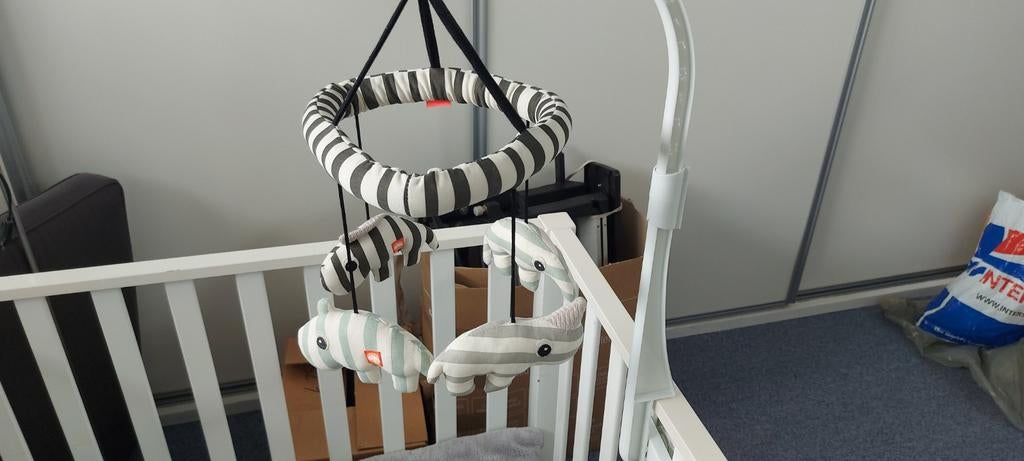 Witte babybox met mobiel en boxkleed., Ophalen, Gebruikt, Vierkant, Boxkleed