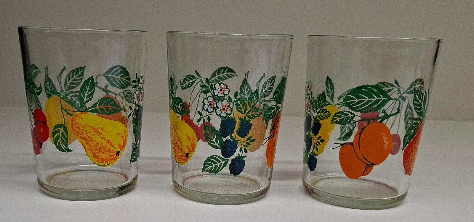 4 vintage fruit limonadeglazen., Ophalen of Verzenden, Zo goed als nieuw, Overige typen