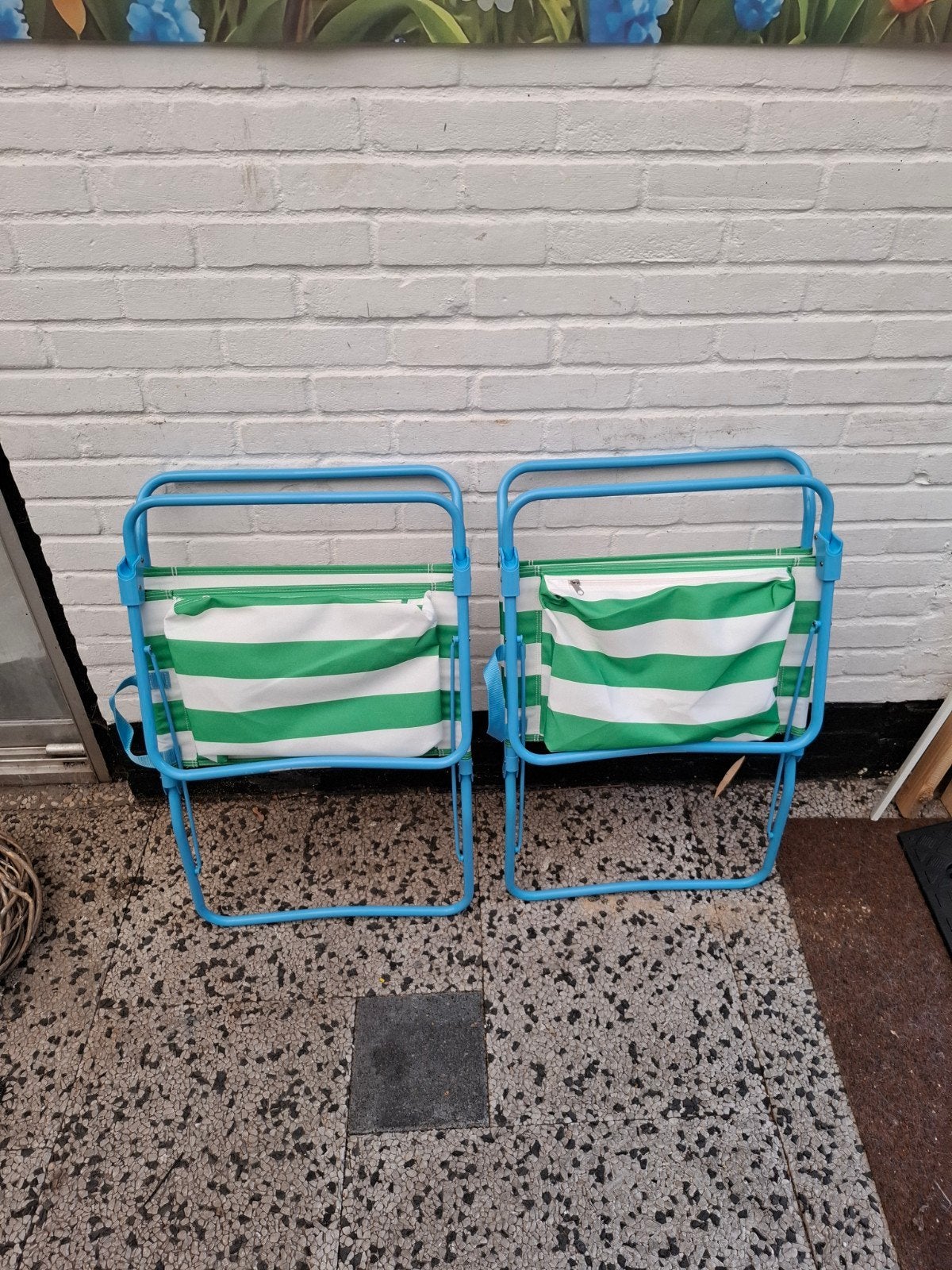 2x Strandstoel Opvouwbaar - Groen/Wit gestreept, Ophalen, Nieuw