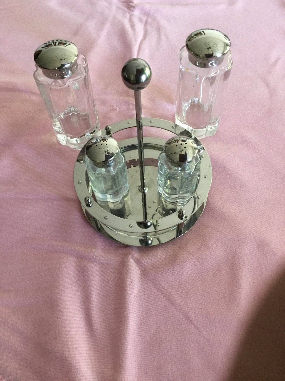 Alessi Olie, Azijn, Peper en Zoutstel - Zo goed als nieuw, Zilver, Ophalen of Verzenden, Zo goed als nieuw, Metaal