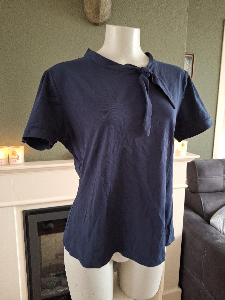 Banned Retro vast sjaal topje marine blauw XXL, Maat 46/48 (XL) of groter, Korte mouw, Verzenden, Blauw