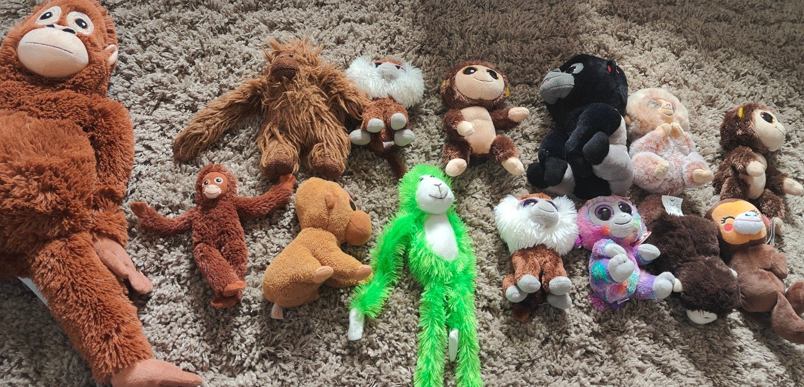 Diverse knuffelapen en gorilla's - Verschillende maten, Ophalen, Gebruikt, Klein (minder dan 20 cm), Bruin