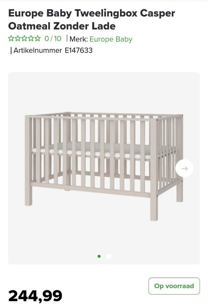 Tweeling box, Ophalen, Zo goed als nieuw, In hoogte verstelbaar