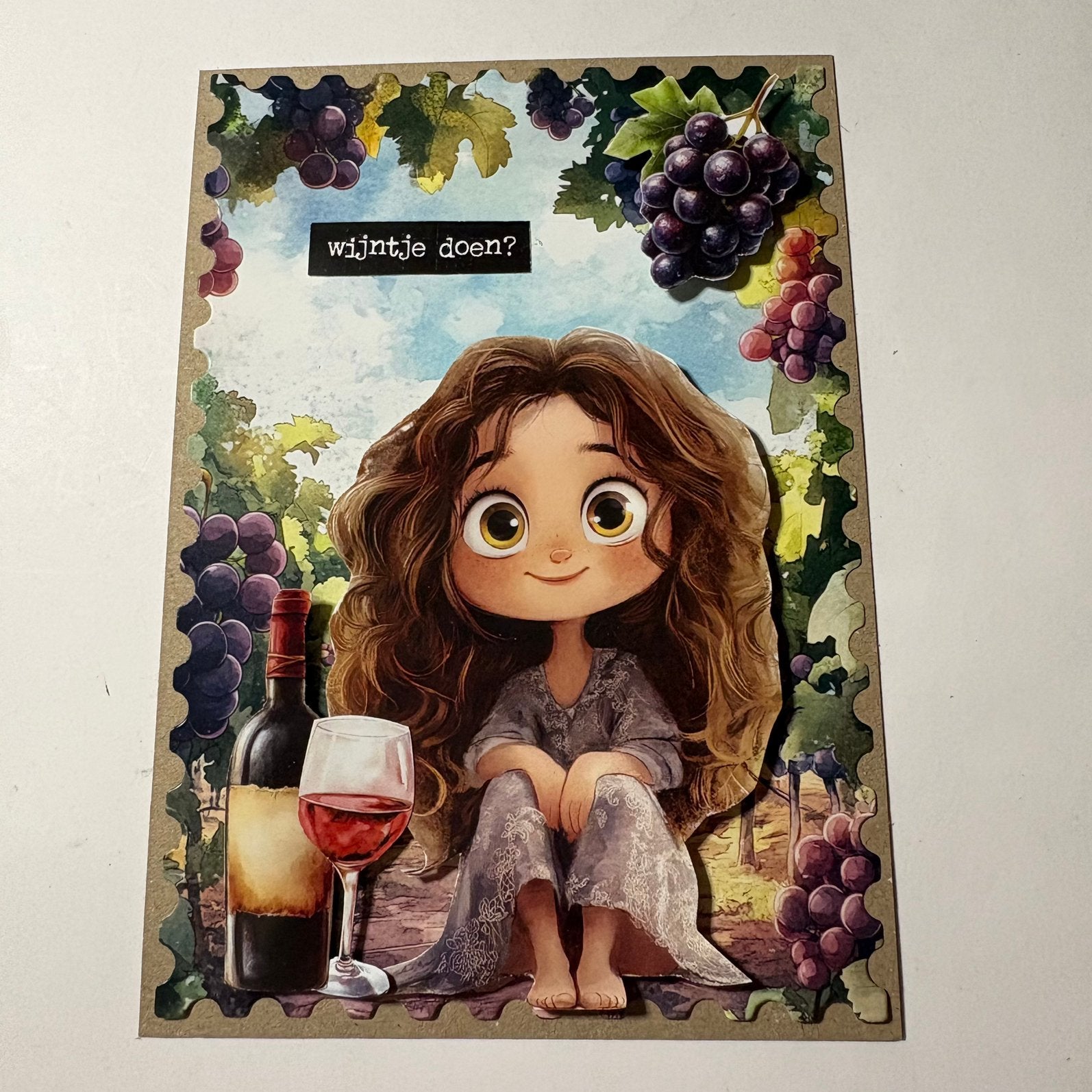 Collage kaart wijntje doen?, Ophalen of Verzenden, Zo goed als nieuw, Overige thema's