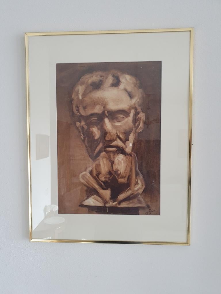 Handgevreven schilderijen ingelijst achter glas, Antiek en Kunst, Ophalen