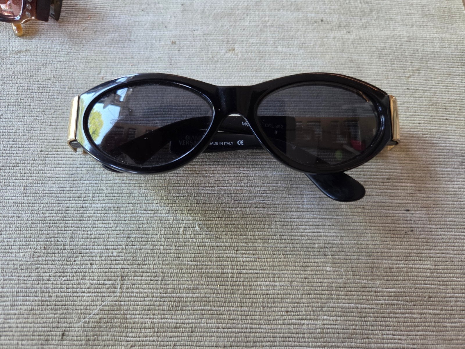 Vintage Gianni Versace Zonnebril MOD 492 COL 852, Gebruikt, Zonnebril, Zwart, Gianni Versace