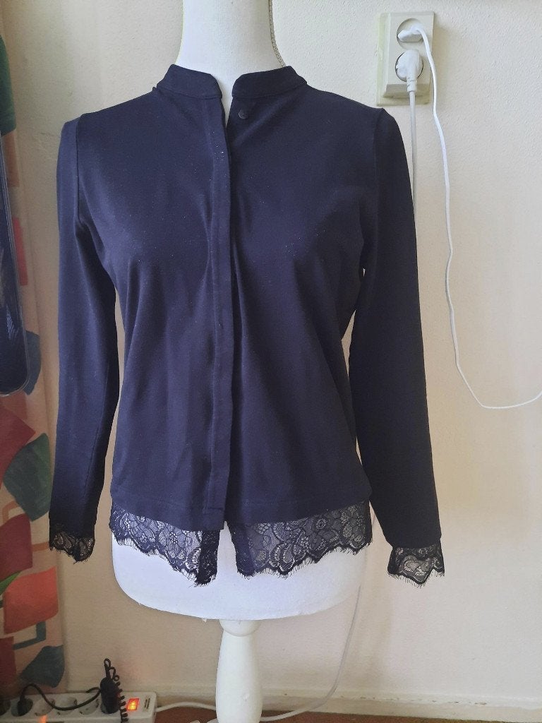PURDEY zwart vest met kant mt S/M, Maat 38/40 (M), Zwart, Ophalen of Verzenden, Zo goed als nieuw