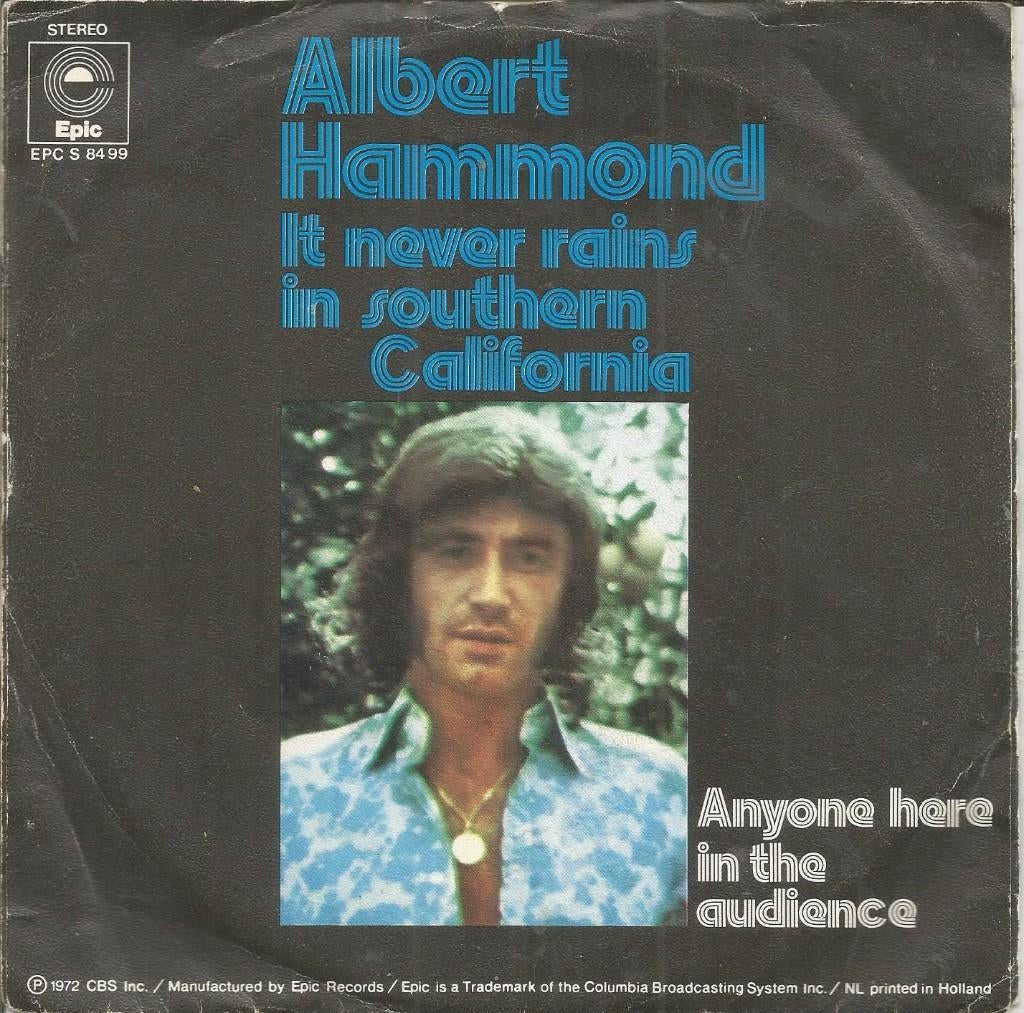 Albert Hammond – It Never Rains In Southern California, Gebruikt, Fotohoes, 7 inch, Single