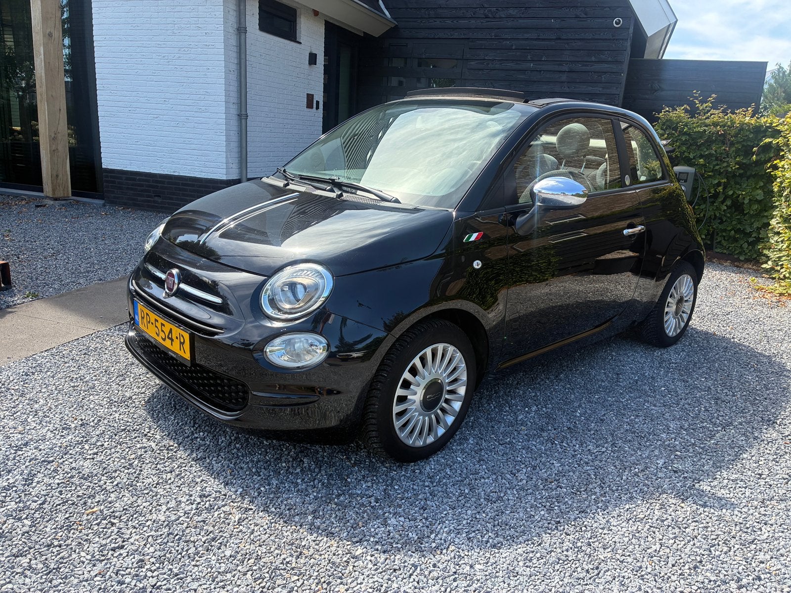 Fiat 500c Cabrio Mirror & Apple Carplay, Auto's, Fiat, Stof, Cabriolet, Zwart, Origineel Nederlands