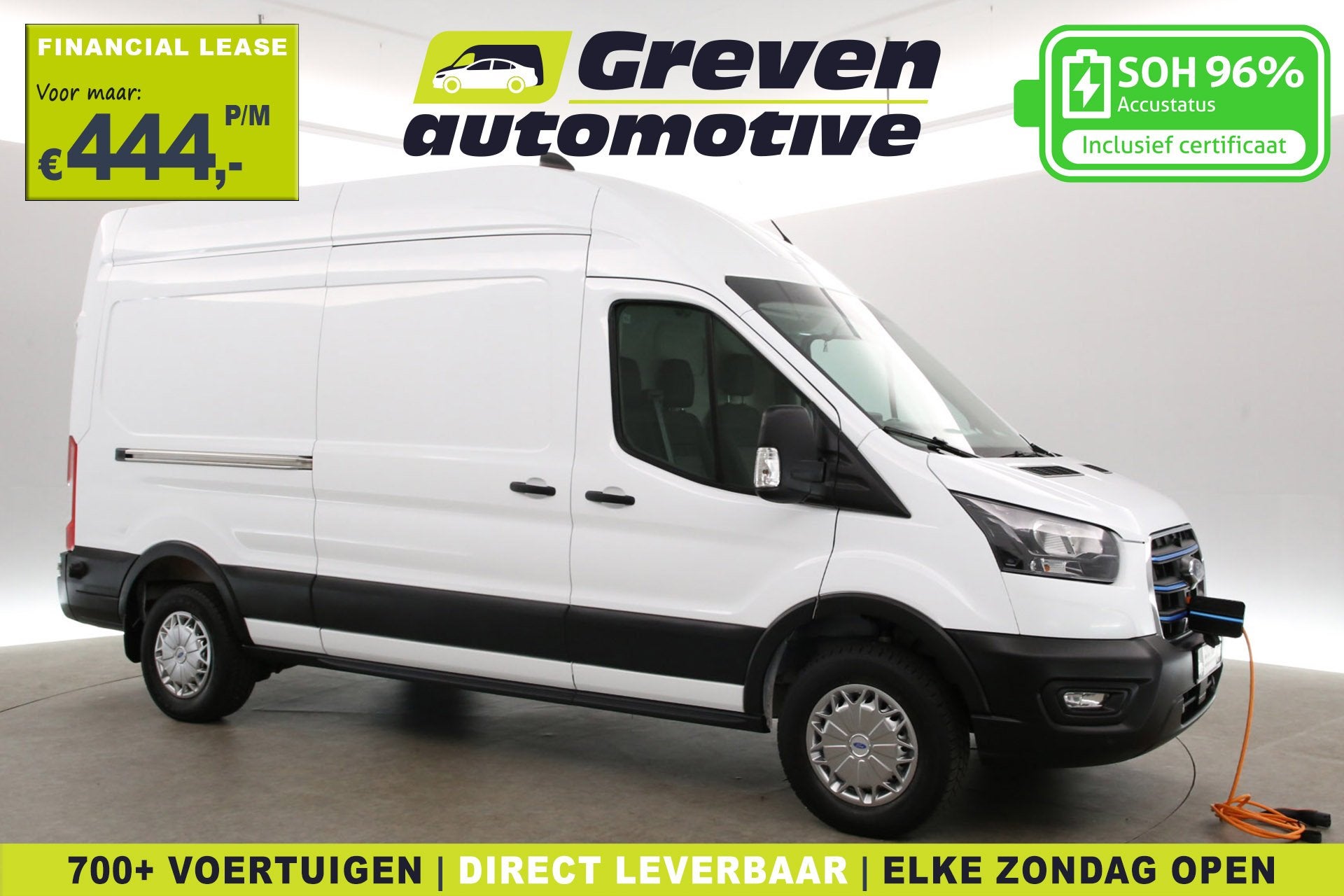 Ford E-Transit 68 kWh L3H3 | Snelladen | SOH 96% | Clima | C, Auto's, Automaat, Stof, 4 cilinders, Wit