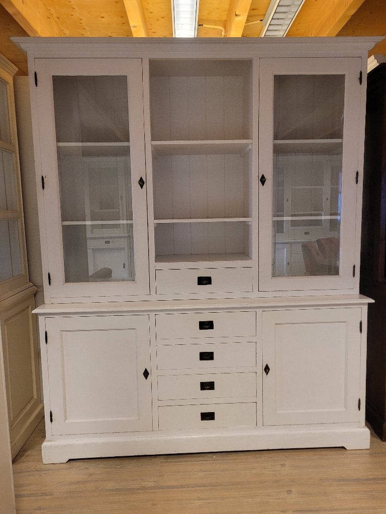 *ACTIE* Mooie Brocante Witte Buffetkast/ Winkelkast (2530H), Huis en Inrichting, Gebruikt, Met deur(en), 200 cm of meer, Landelijke Brocante Buffetkast Kleur Wit Gratis Bezorging