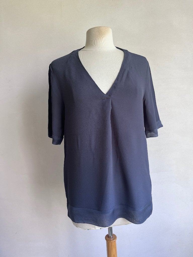 second female top maat m grijs blauw, Maat 38/40 (M), Second Female, Zo goed als nieuw, Korte mouw