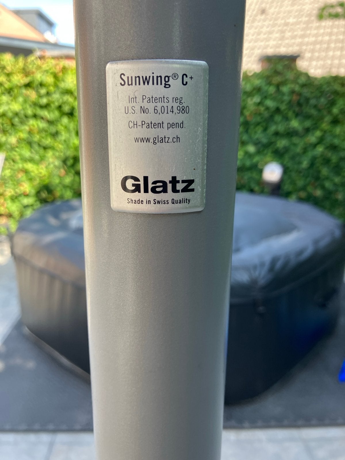 Glatz Sunwing C+ Zweefparasol - Grijs, Ophalen, Gebruikt, Kantelbaar, 2 tot 3 meter